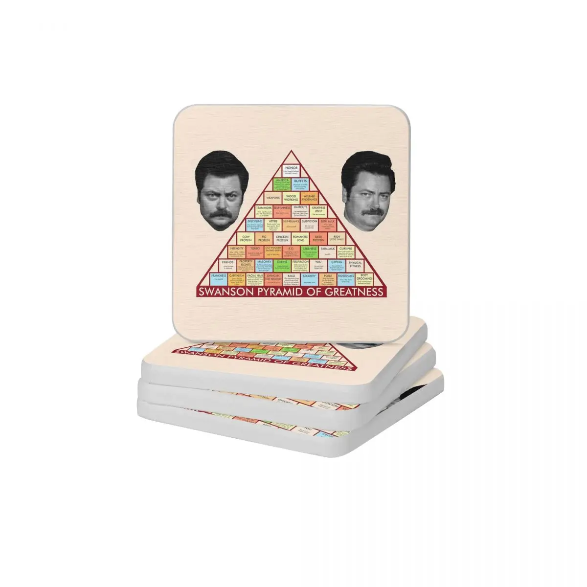 

Ron Swanson's Pyramid Of Greatness Diatomaceous Earth Square Round Coaster Resistant Water Cup Bonsai Mat Soap Pad Diameter 10