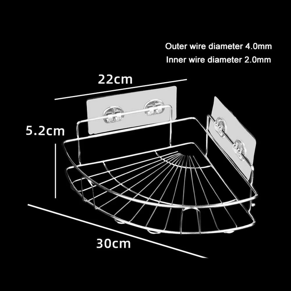 

201 Stainless Steel Kitchen Storage Rack New Fan-shaped Corner Rack Bathroom Free Perforation Rack Bathroom Accessories