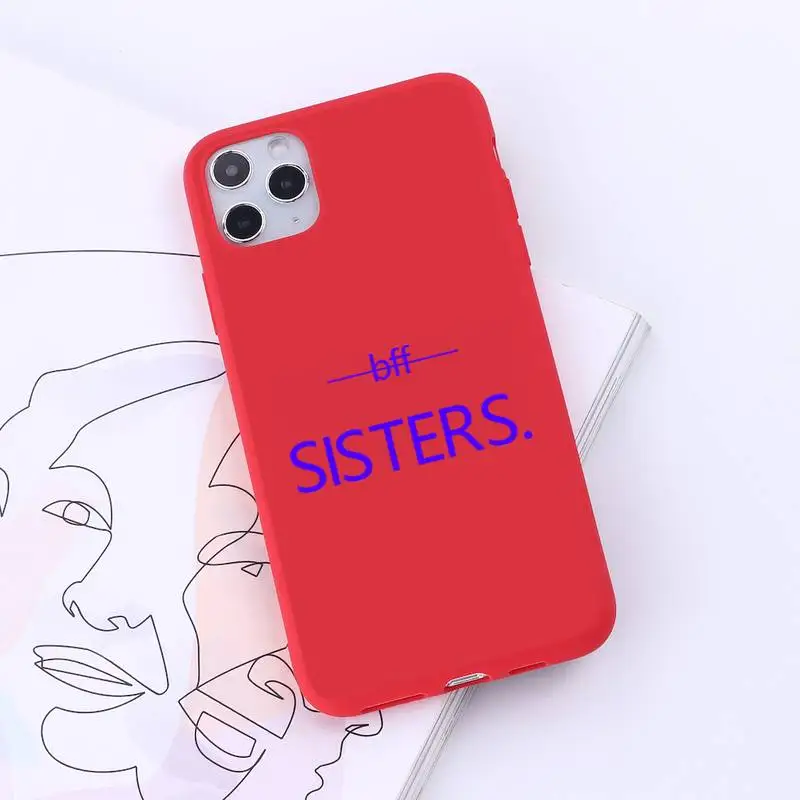 

bff Sisters Simple letters Literary style Phone Case Candy Color for iPhone 6 7 8 11 12 s mini pro X XS XR MAX Plus