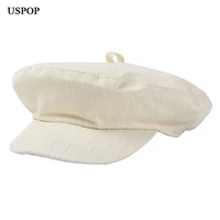 uspop new cap for women vintage octagonal hats solid color newsboy caps female spring visor cap