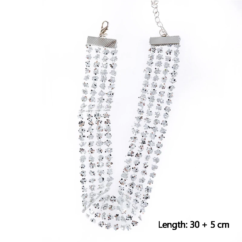 1 шт. Женская мода ожерелье Многослойные с золотыми блестками Воротник из тонкой