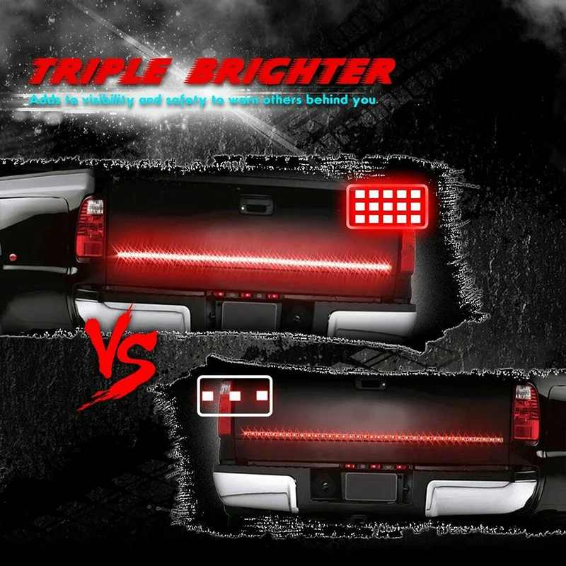 

2019 Triple LED Tail Light Bar 1.5 Meter Reverse Brake Stop Turn Signal Lamps CSL88