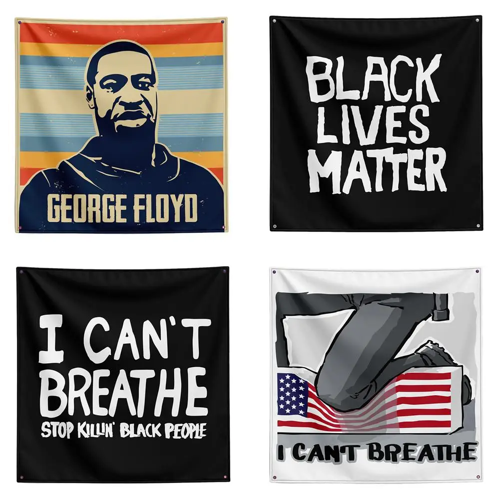 

I CAN'T BREATHE BLACK LIVES MATTER Flag Portable March Tapestry Wall Hanging Flags Juventus For Outdoor Street