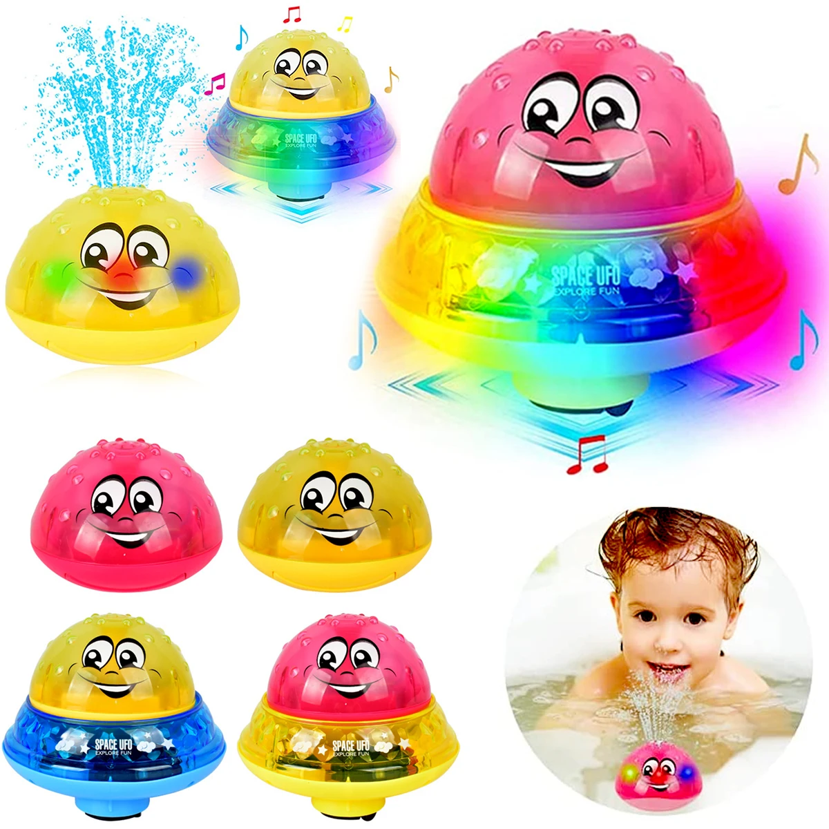 

Baby Bath Toys Spray Water Rotate Musical Ball LED Light Up Float Fountain Toy Automatic Sprinkler Bathtub Kids For Summer