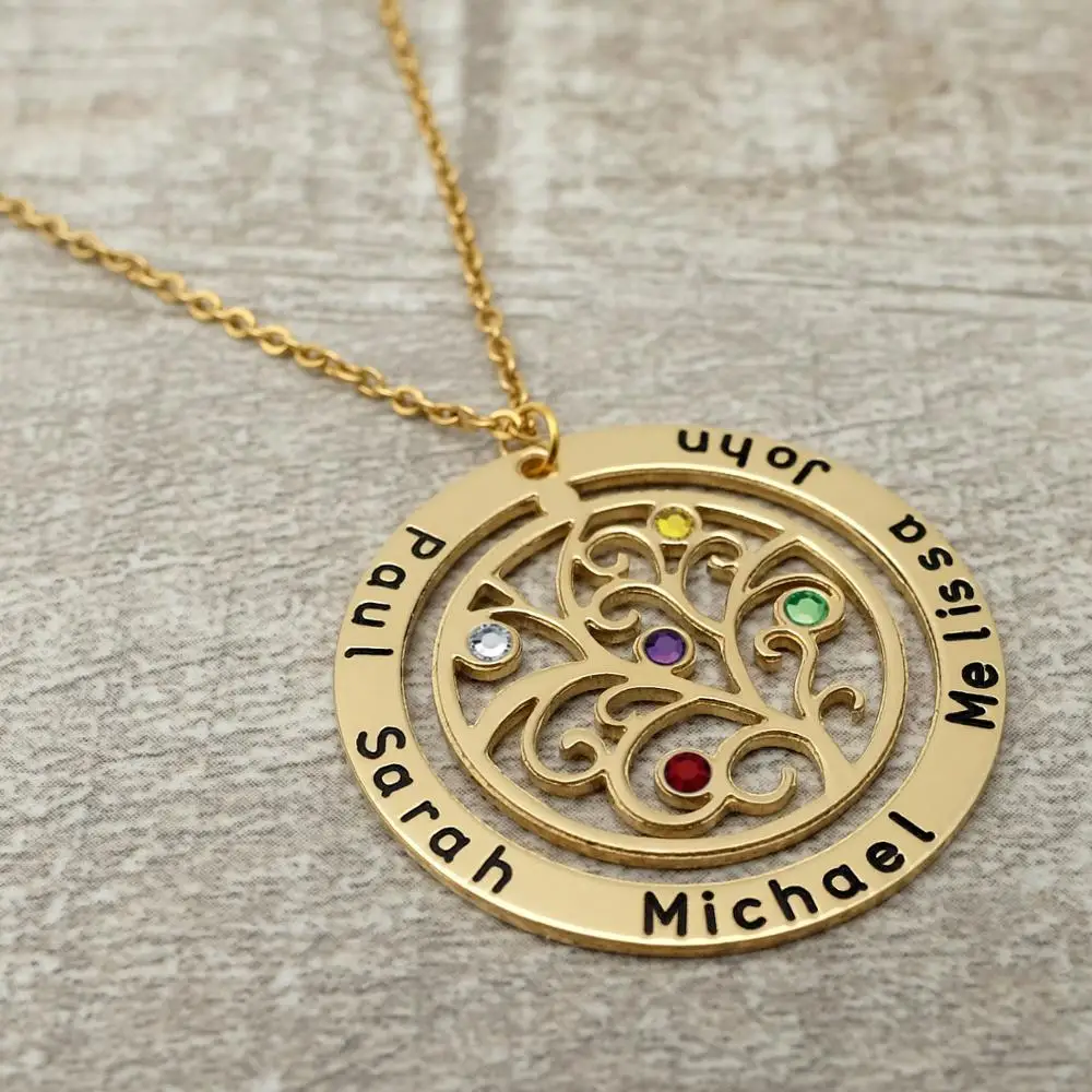 Personalized Name Necklace Family Tree Necklace Custom Name Jewelry Tree Of Life Gift For Her Mother's Day  Jewelry
