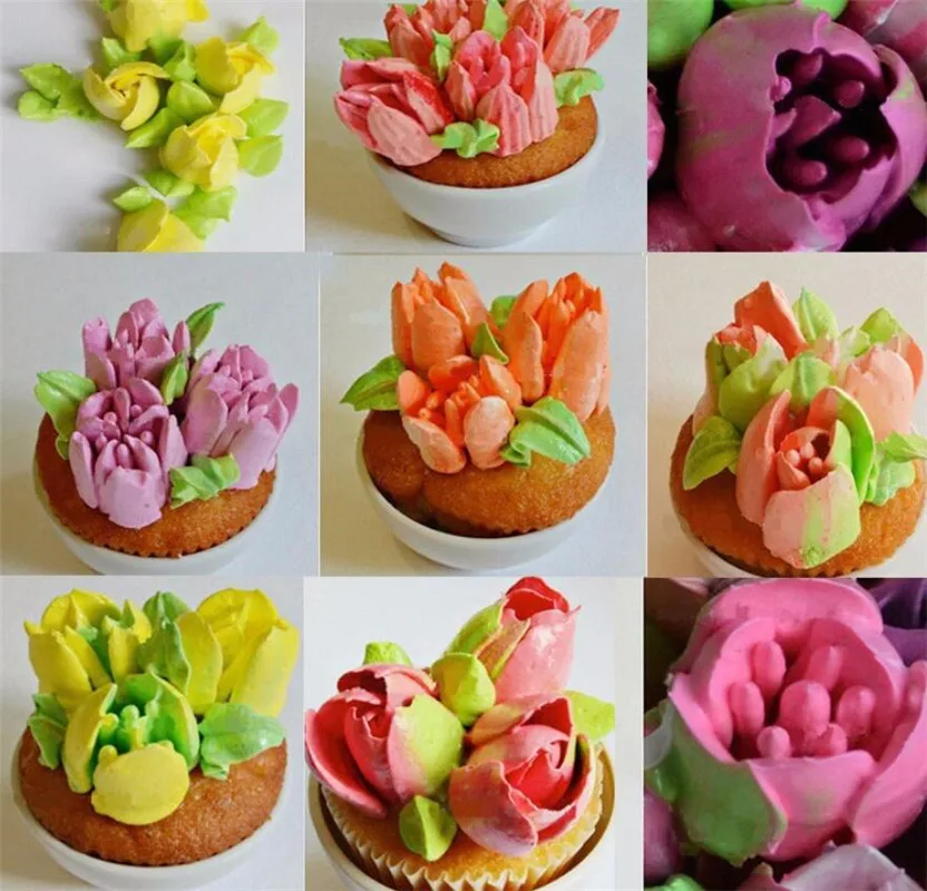 7pcs/lot Stainless Steel Russian Tulip Icing Piping Nozzle Cake Decoration Cream Tips DIY Bakeware Tool Rose Flower Mold | Дом и сад