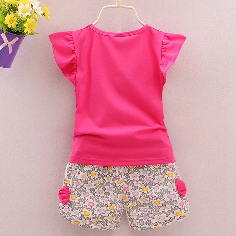 

Girls summer new short-sleeved children's clothing female baby cartoon sleeveless T-shirt + shorts cotton casual two-piece suit