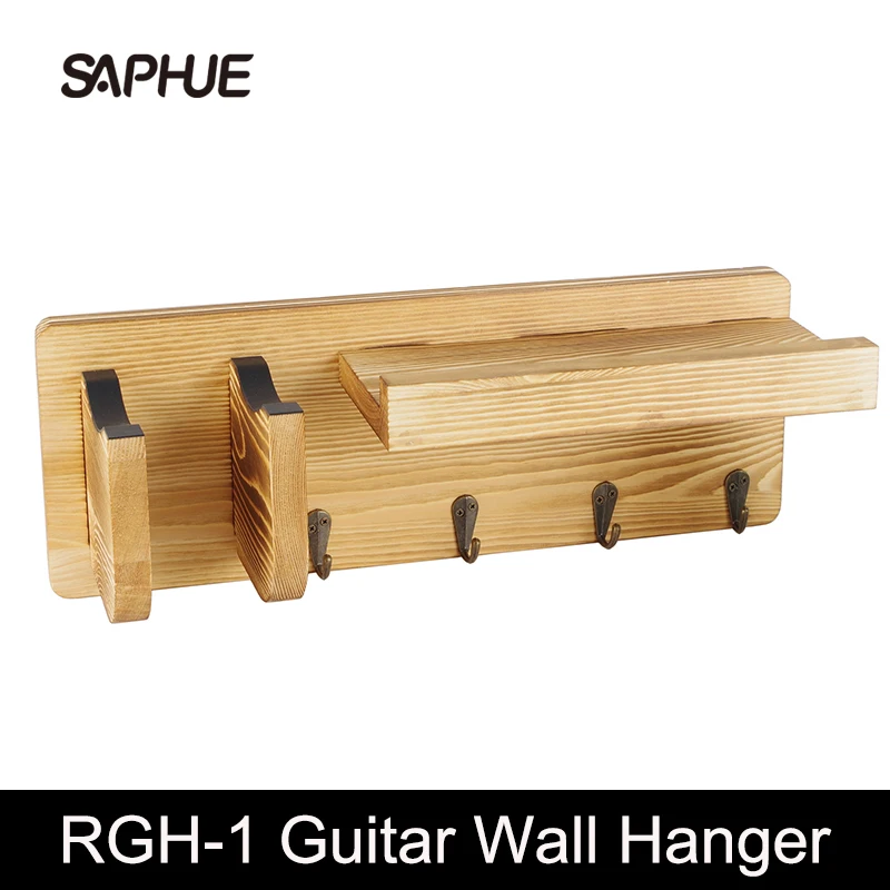 

Guitar Wall Hanger Guitar Holder Wall Mount Bracket Hanger Guitar Wood Hanging with Pick Holder with 4 Hooks Free trepanning