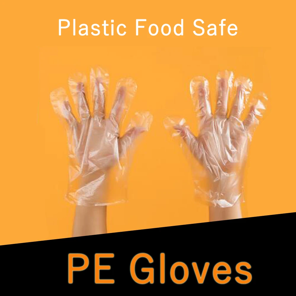 

100 x DISPOSABLE PE PLASTIC GLOVES CLEAR POLYETHYLENE FOOD SAFE