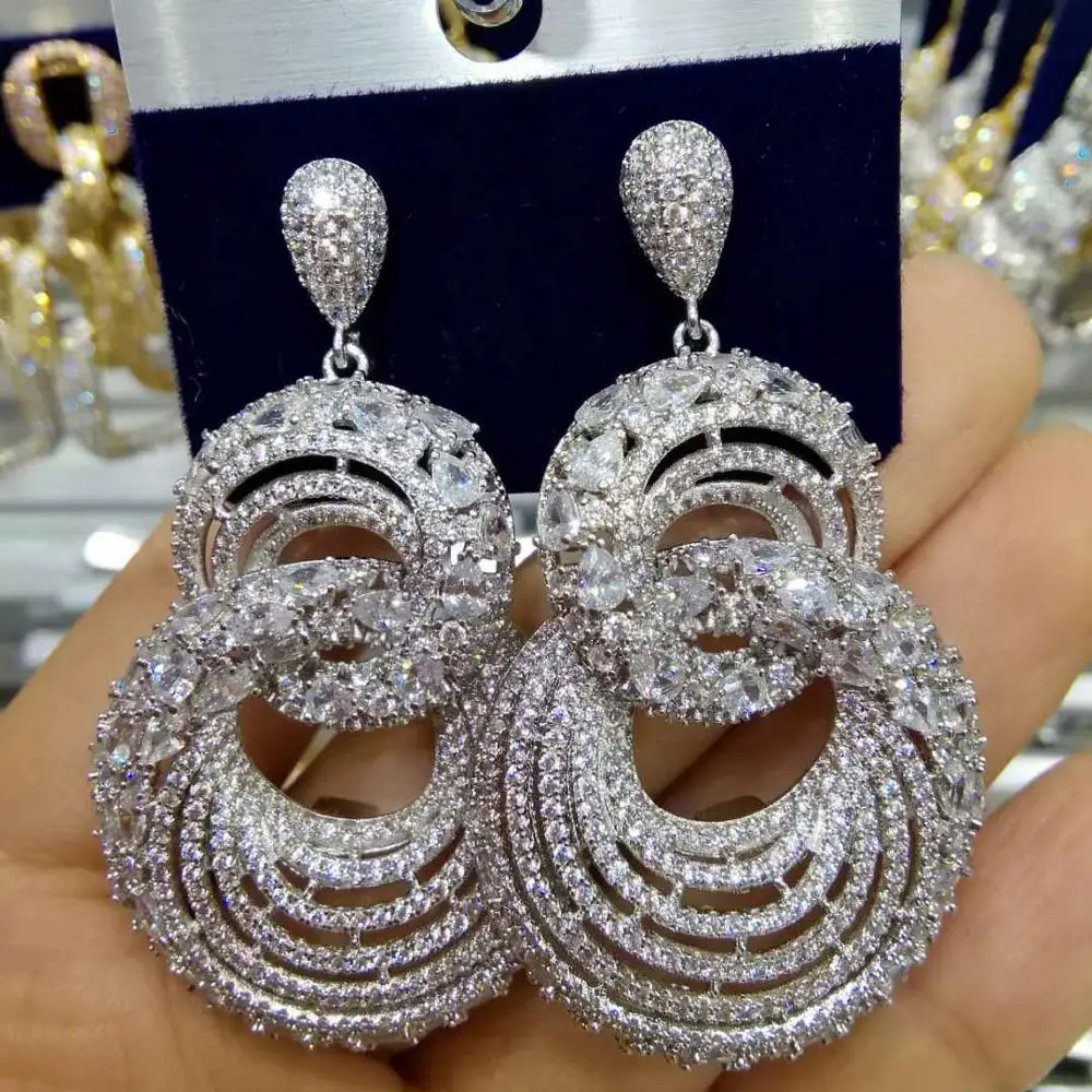 GODK 55 мм 2019 новые модные женские сережки ювелирные изделия AAA кубический цирконий