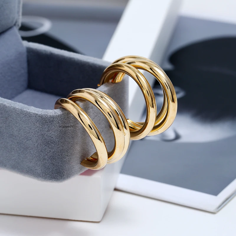 Женские металлические серьги-кольца Винтажные серьги золотого цвета в Корейском