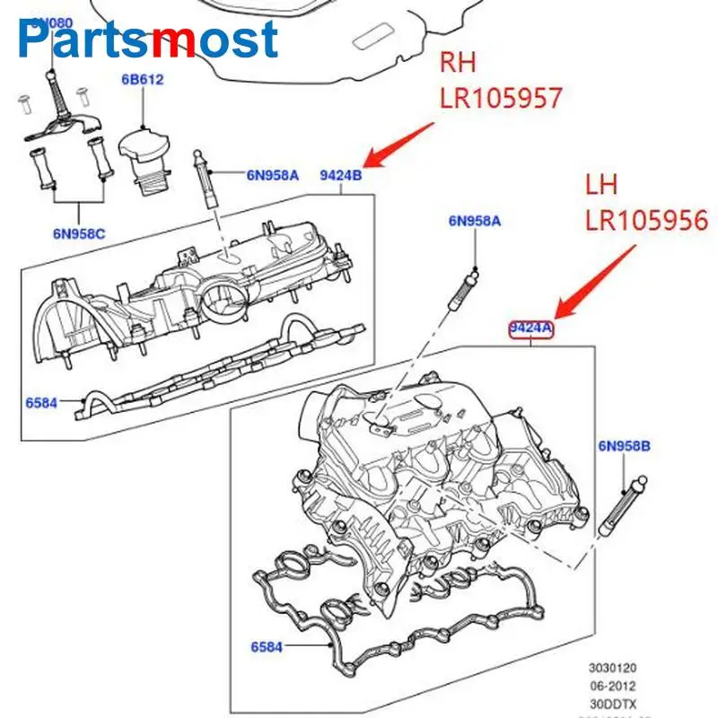 Кулачковая крышка Впускного коллектора для LAND ROVER DISCOVERY MK4 RANGE ROVER SPORT VELAR JAGUAR 3,0 клапанная крышка LR105956 LR105957 LR116732