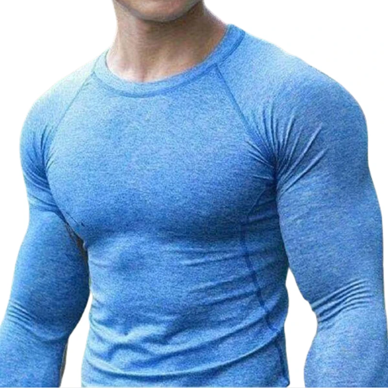 

Men Fitness Tees Outdoor SPORT Running Long Sleeves Solid Color Shirt Tights Bodybuilding Tops Men Under Skin