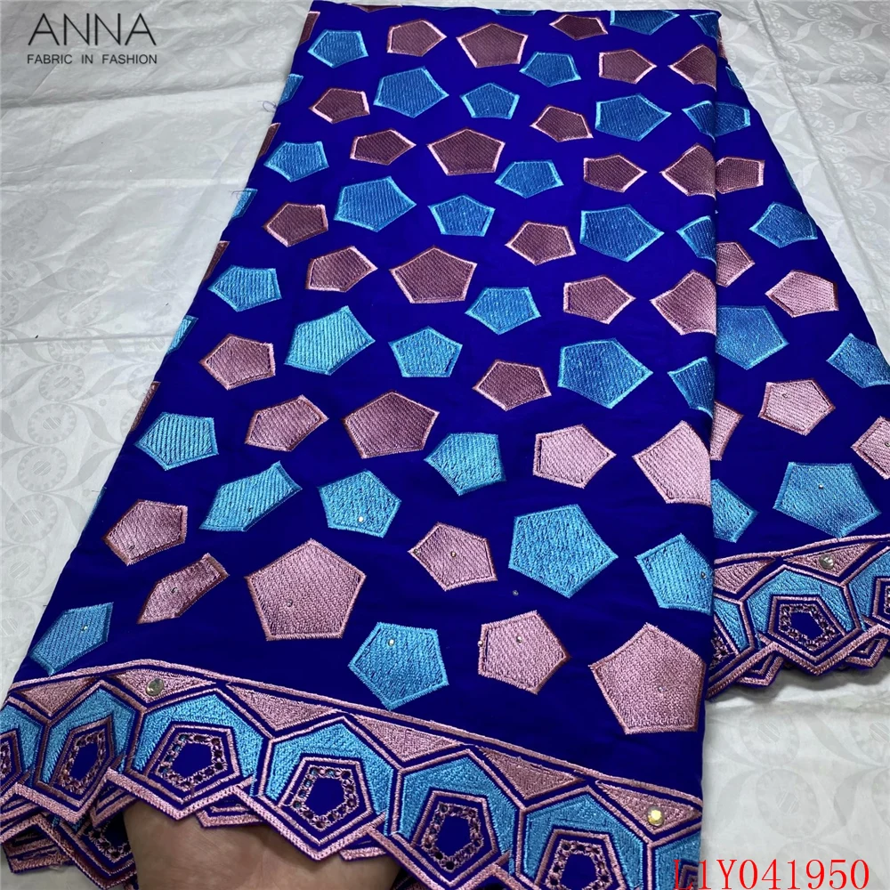 

Anna popular embroidery african dry lace fabric with rhinestones and stones latest swiss voile laces fabric for party dress