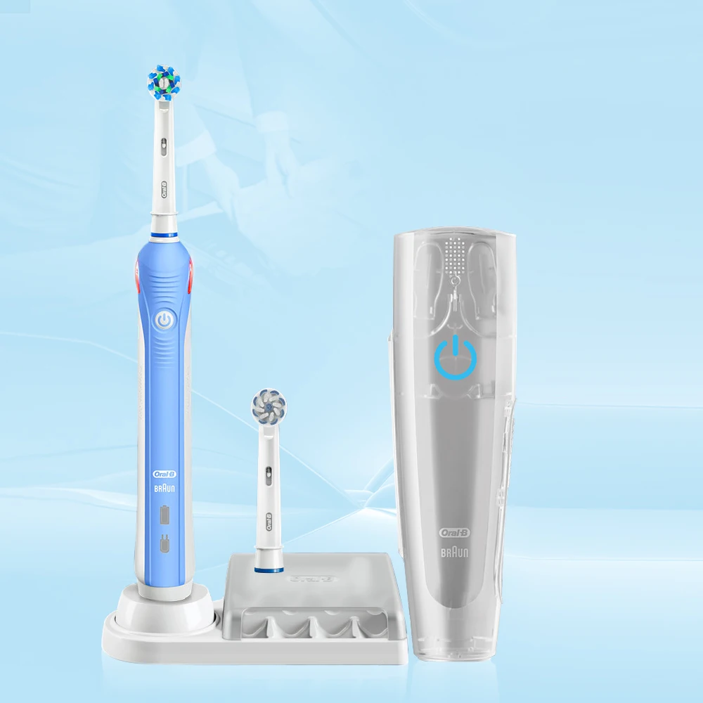 

Oral B Ultrasonic Electric Toothbrush Rechargeable Teeth Whitening PRO4000 3D Smart Tooth Brush 2 Replacement Brush Teeth Heads
