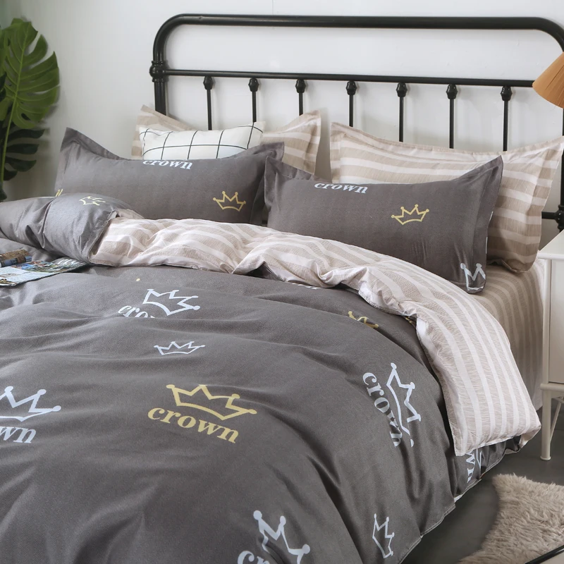 

Hot Sale Crowned Bedding Cotton Four-Piece Set Printed Pillowcase Quilt Cover Bed Sheet Queen Size Bed King Size Bed