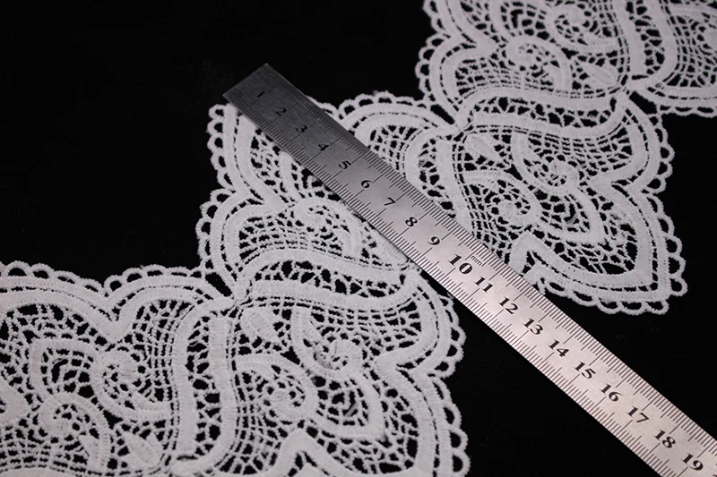1 ярд белая Цветочная вышитая ткань из микрофибры кружевная отделка лента ручной