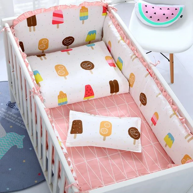 Комплект постельного белья для малышей хлопок мультяшный бампер кроватки