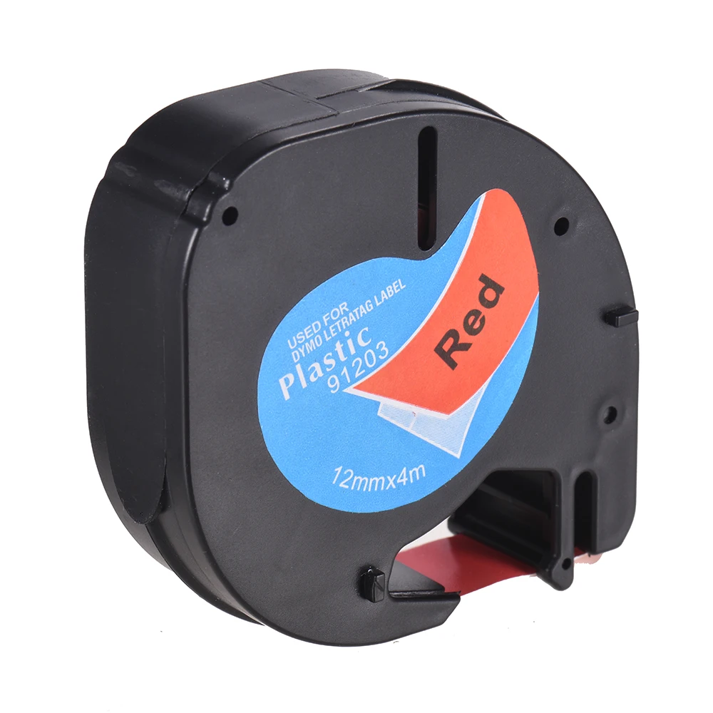 Этикеточная лента 91204 пластик самоклеющиеся заправки черный принт на белом 1/2