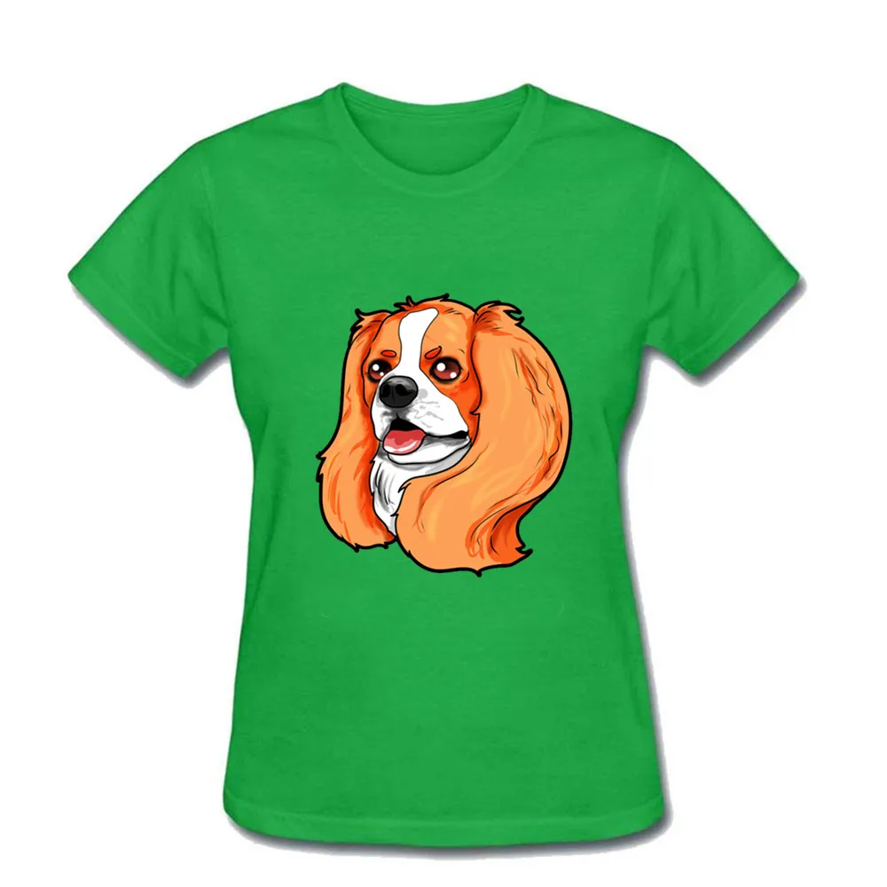 Футболка женская белая спортивная мода хип хоп кавалер Кинг Чарльз кокер