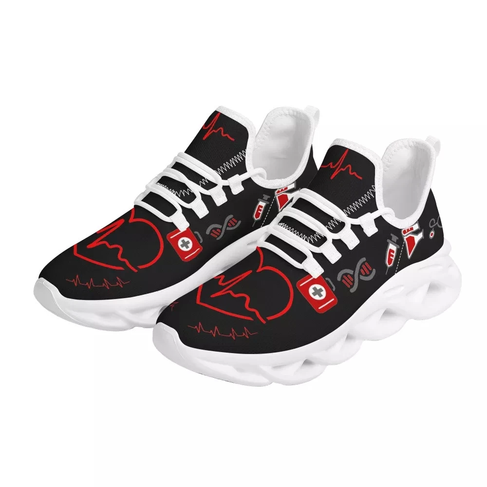 

Кроссовки Kui Liu женские дышащие, Повседневная модная обувь на плоской подошве, с рисунком сердечного ритма, черные, для спортзала и тенниса