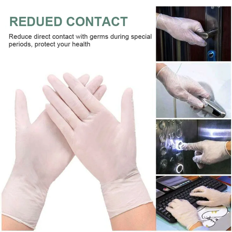 

Disposable PVC Gloves 20/30 PCS Nitrile Latex Gloves Powder Free Household Cleaning Non-slip Kitchen Transparent Vinyl gloves