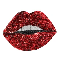 name logo patch red lips iron on patches bulk for clothing sequin accessories diy stickers for clothes large badge free shipping