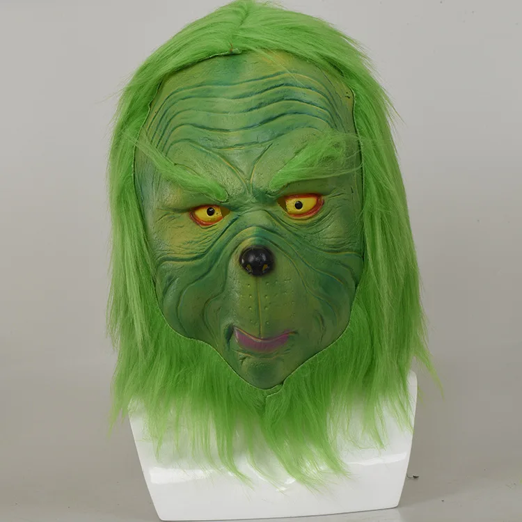 Смешной Grinch палантин Рождество маска для вечеринки Косплей Санта Рождество полный голова латексная маска далее взрослый костюм маска реквизит