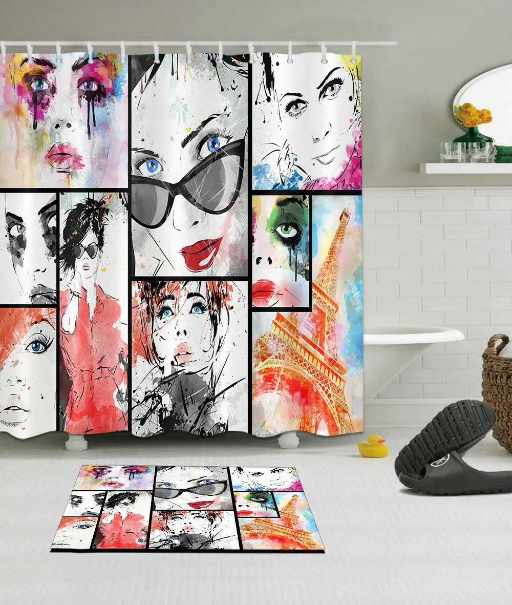 

Fashion Girls Waterproof Fabric Shower Curtain Liner