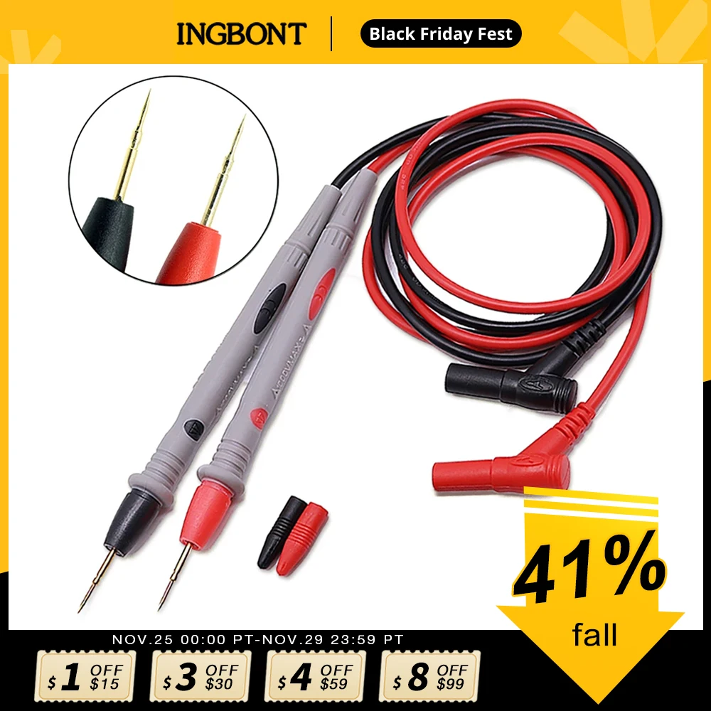 INGBONT 20A 1000 В, щуп для мультиметра, игольчатый штырь, цифровой мультиметр, ручка с проводом, кабель, комплект для мультиметра, вольтметр, тестовый комплект - изображение