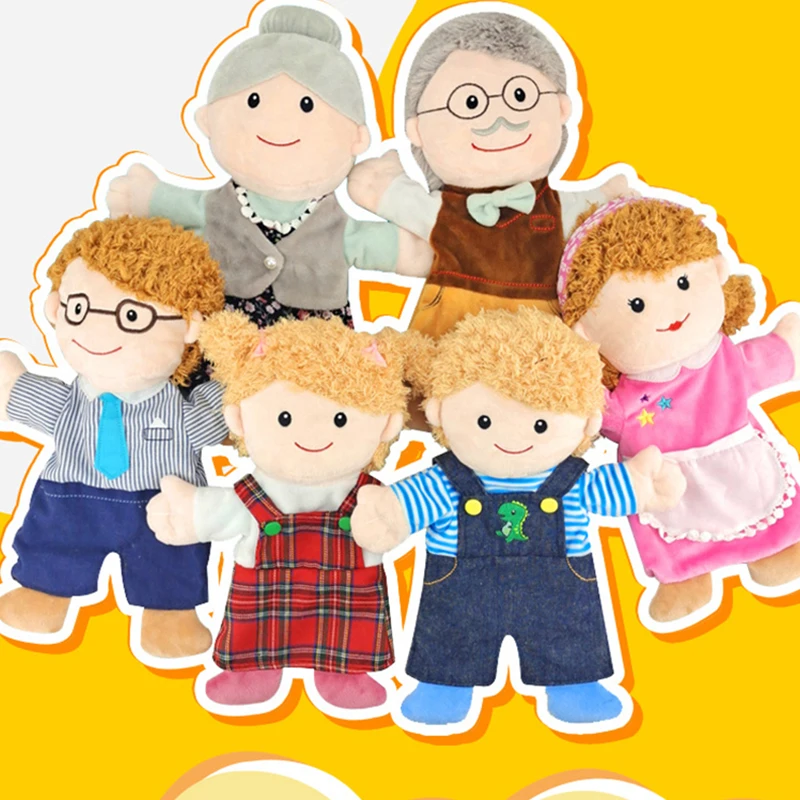 

Куклы на руку, мягкие плюшевые Мультяшные герои, история семьи, время, театр, реквизит, игрушки, обучающий шприц, подарок для детей, 30 см, NSV