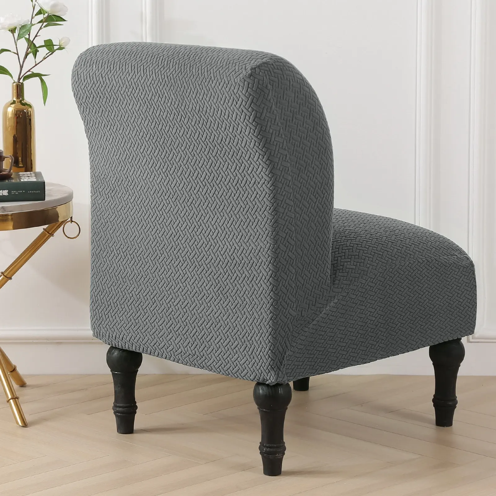 

Solid Colour Armless Chair Cover Slipcover Stretch Single Seat All-inclusive Chair Cover Elastic Removable Chair Hotel Cover D30