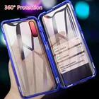 Магнитный поглощающий чехол для Samsung Galaxy A40A50A70A90, 360 полная защита корпуса, двусторонняя задняя крышка из закаленного стекла