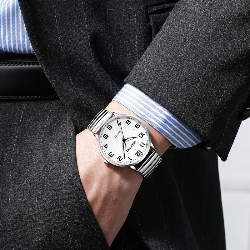 Парные часы для мамы папы стальные водонепроницаемые с большим циферблатом