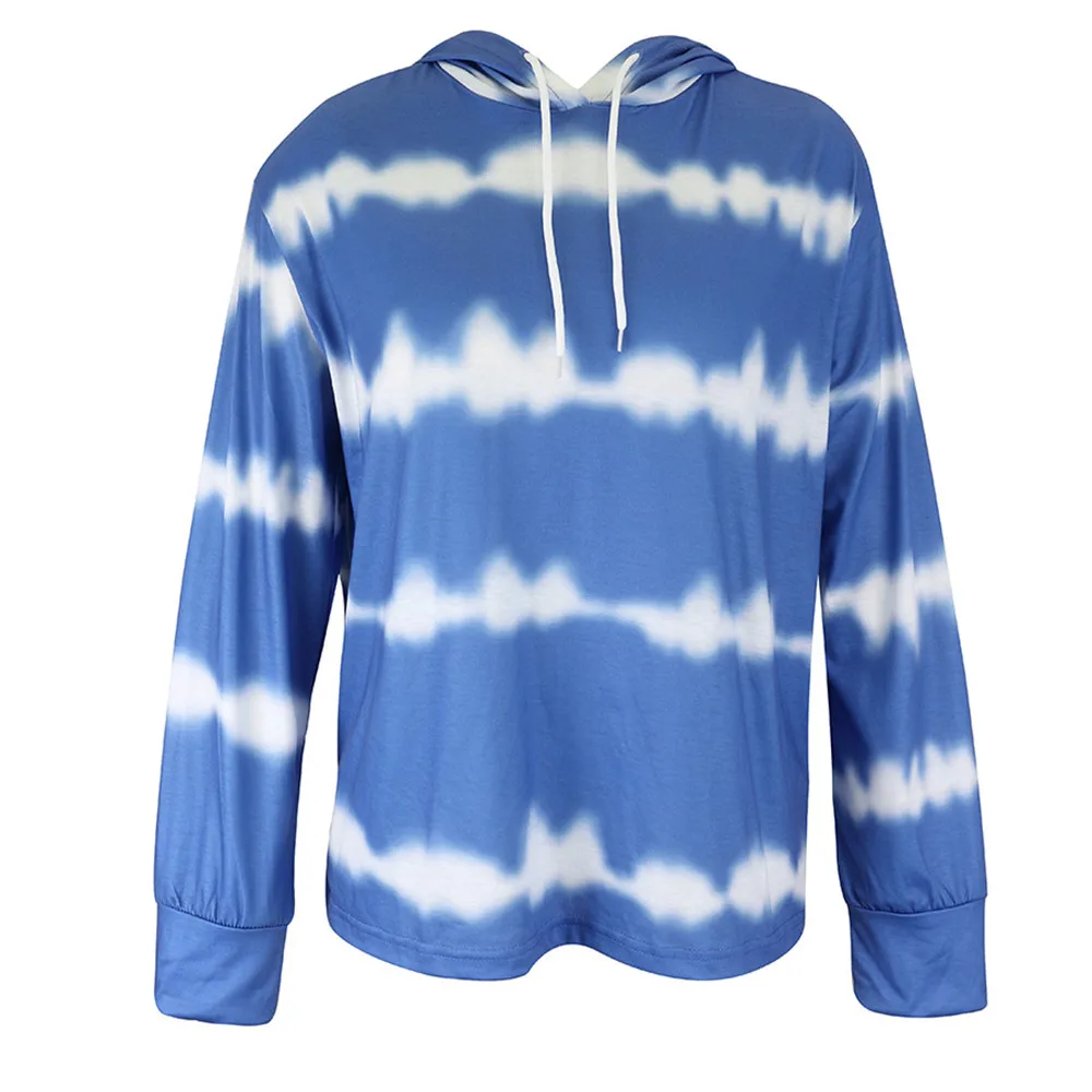 

Pdfmily Autumn Womens Stripe Pullover Hoodies Casual Long Sleeve Round Collar Sweatshirt Loose Printed Tops Tie Dyeing Hoodie