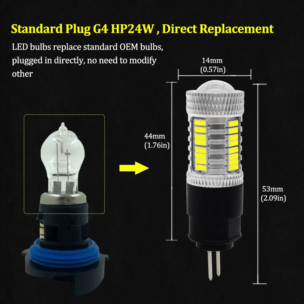Белый 6000 К высокой мощности, hp24w G4 12v led лампочки для авто для peugeot пежо 3008 5008 2010 2011 2012 2013 citroen ситроен C5 аксессуары ходовые огни для авто дневные ходовые огни габаритные огни