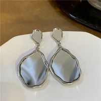 high sense of hong kong flavor retro irregular mirror earrings for women girls exaggerated personality jewelry accessories