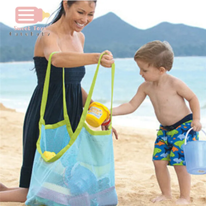 

Beach Toys Mesh Sand Away Bag Outdoor Mom Baby Beach Toys Bag Summer Digging Sand Tool Sundries Storage Hand Bags Big Size