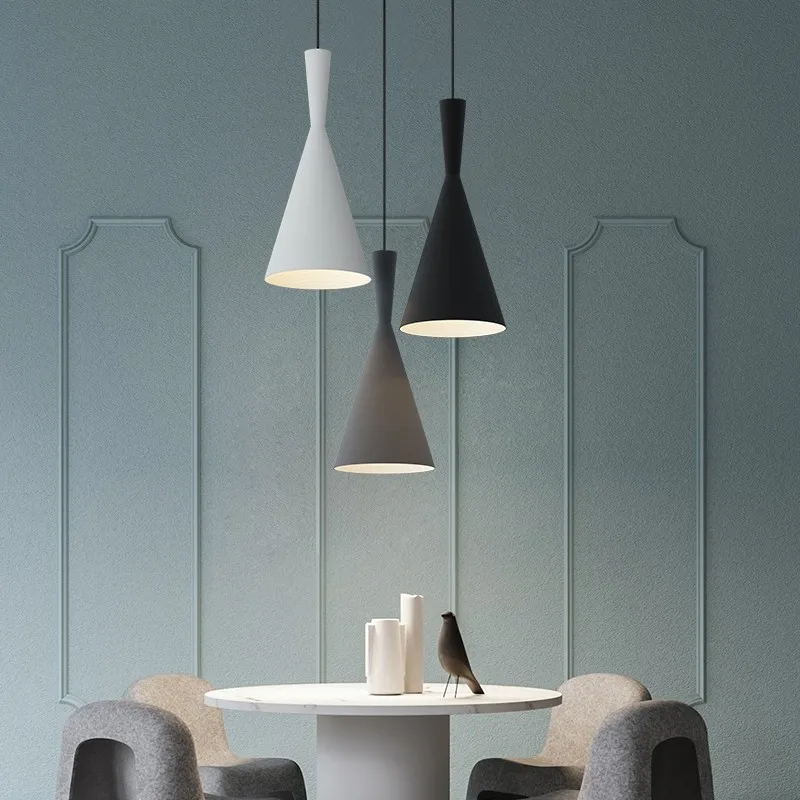 Черный современный минималистичный подвесной светильник E27 для столовой бара