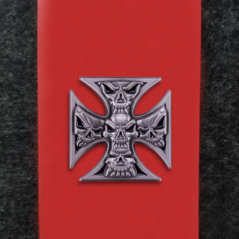 Мальтийский серый железный крест и череп булавка значок брошь от зла подарок в