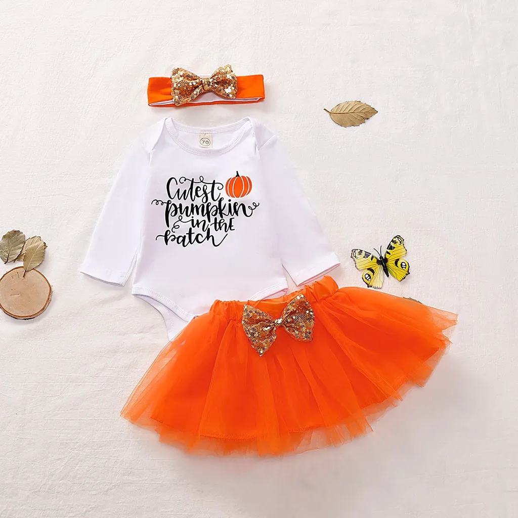 Комплект одежды Одежда для малышей Комбинезон с принтом тыквы на Хэллоуин