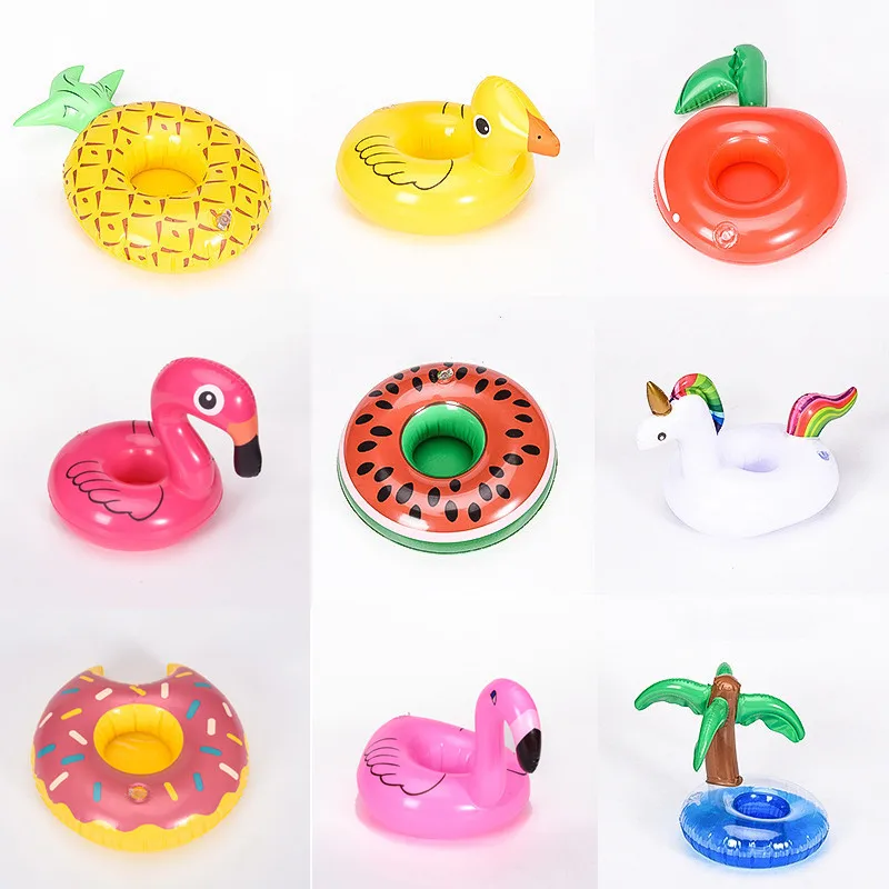 

1PC 6 Styles Mini Fruit Shape Inflatable Water Swimming Pool Drink Cup Stand Holder Float Toy Coasters For Beverage Beer Bottle