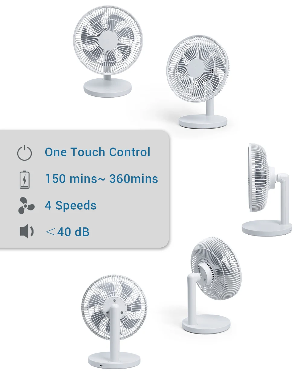 

Rechargeable Quiet Table Fan Portable Mini stand Small USBFan rechargeable for Desk Home Office Bedroom Cooler For Room