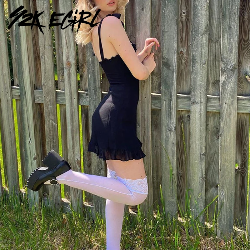 Платье-мини с открытой спиной EGIRL черное винтажное ТРАПЕЦИЕВИДНОЕ ПЛАТЬЕ