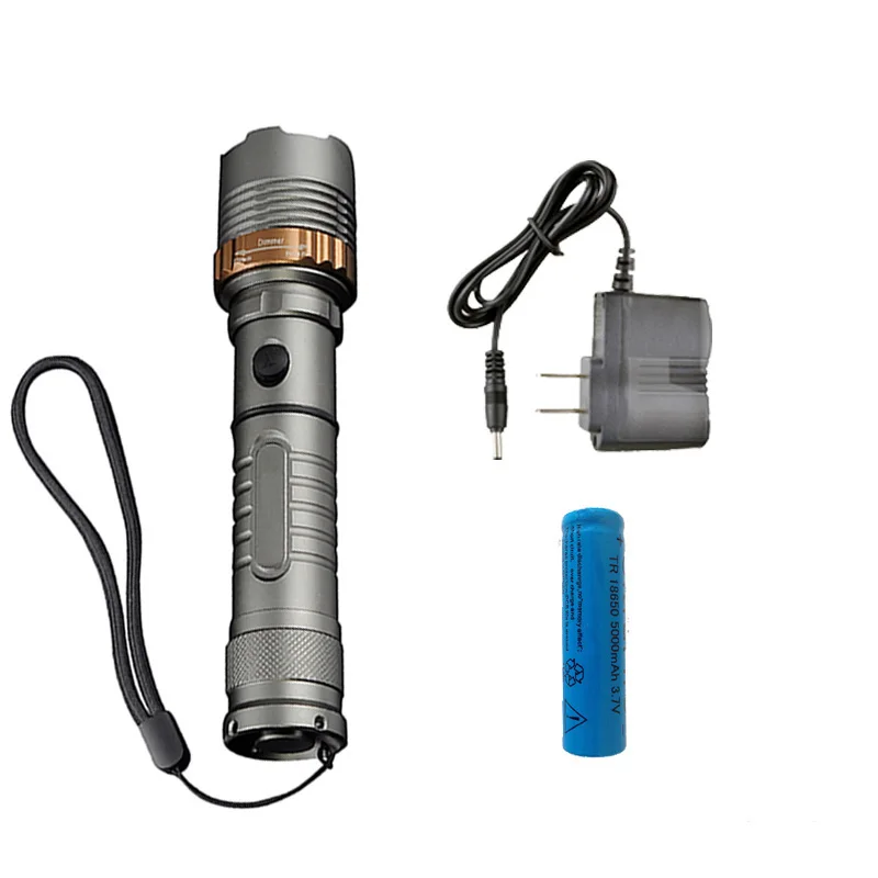 Self Defense T6 LED Rechargeable flashlight Torch Powerful Lantern Tactical Flashlights Camping Hiking Light Lamp 18650 Battery - Испускаемый цвет: B