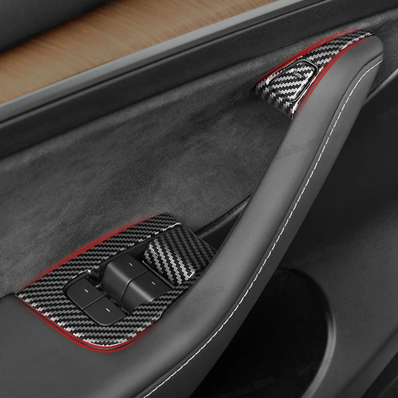 

Lsrtw2017 Car Window Lifter Switch Control Panel Door Lock Trim for Tesla Model 3 Model Y 2020 2021 2022 Accessories Auto Parts