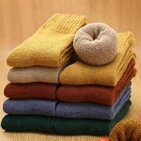 1pair sock thick warm wool terry towel women sock vintage christmas soild socks colorful socks gift free size cute sokken
