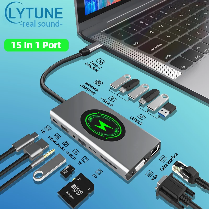 

Док-станция для MacBook 15 в 1, совместимая с USB 3,0