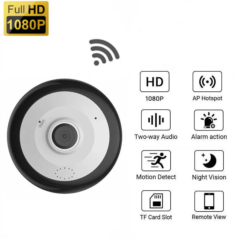 

1080P HD мини-камера 360 VR панорамная камера Беспроводной Wi-Fi монитор рыбий глаз CCTV IP двухстороннее аудио внутренняя умная камера с сигнализацие...