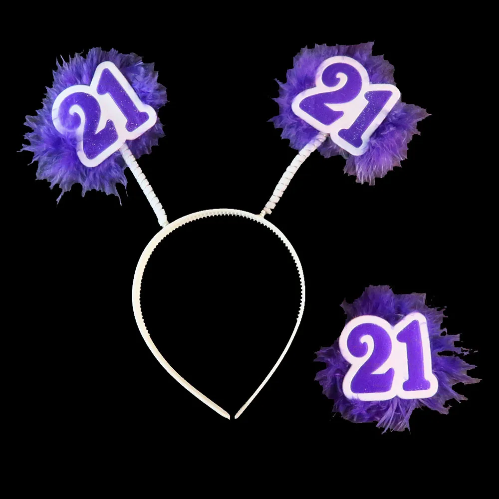 2020 new Birthday party DIY decoration headband Badge set Anniversary purple 21 30 40 50 happy birthday event supplies | Дом и сад